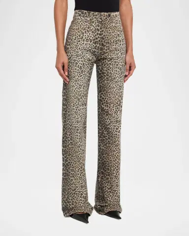 R13 Jane Wide-Leg Leopard Jeans | Thumbnail 4