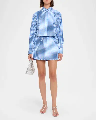 Simkhai Renata Cropped Gingham Shirt | Thumbnail 2 Simkhai Renata Cropped Gingham Shirt | Thumbnail 2