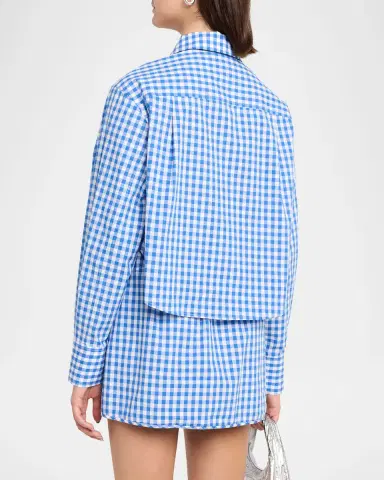 Simkhai Renata Cropped Gingham Shirt | Thumbnail 3 Simkhai Renata Cropped Gingham Shirt | Thumbnail 3