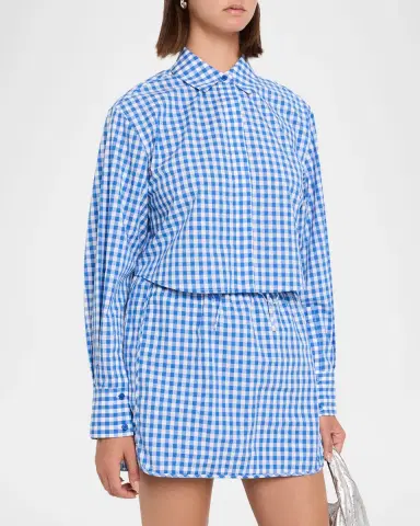 Simkhai Renata Cropped Gingham Shirt | Thumbnail 4 Simkhai Renata Cropped Gingham Shirt | Thumbnail 4