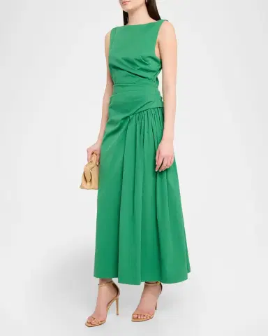 Lela Rose Cotton Poplin Asymmetrical Flounce Dress | Thumbnail 4