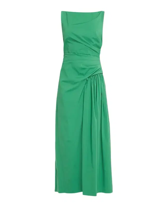 Lela Rose Cotton Poplin Asymmetrical Flounce Dress