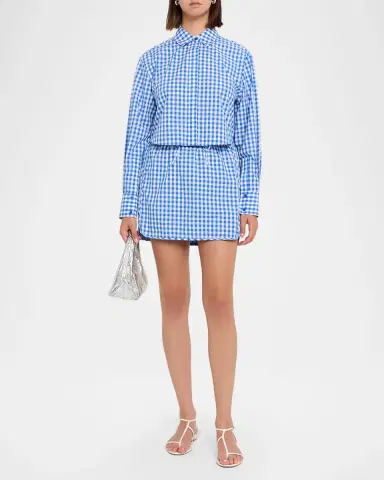 Simkhai Catherine Gingham Drawstring Mini Skirt | Thumbnail 2 Simkhai Catherine Gingham Drawstring Mini Skirt | Thumbnail 2