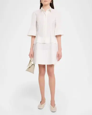 Lela Rose Cotton Poplin Tiered Mini Shirtdress | Thumbnail 2