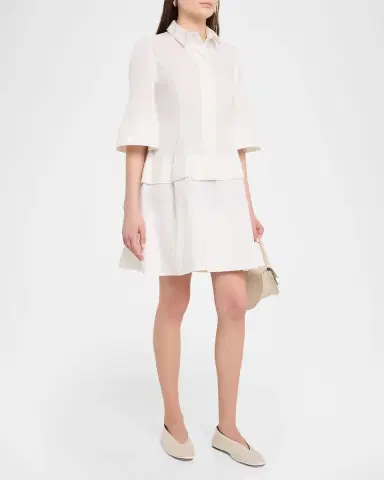Lela Rose Cotton Poplin Tiered Mini Shirtdress | Thumbnail 4
