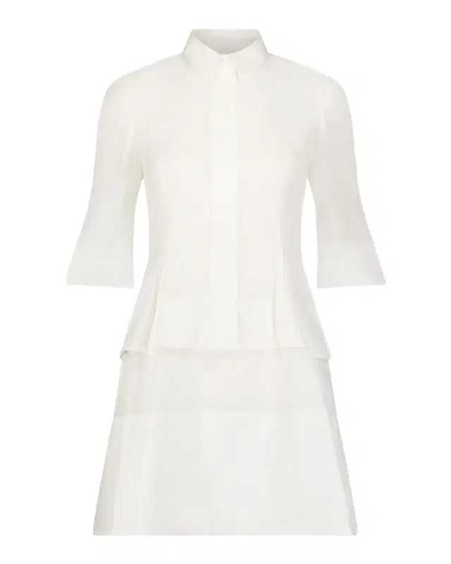 Lela Rose Cotton Poplin Tiered Mini Shirtdress