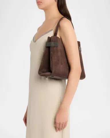 Brunello Cucinelli Monili-Trim Suede Top-Handle Bag | Thumbnail 2 Brunello Cucinelli Monili-Trim Suede Top-Handle Bag | Thumbnail 2