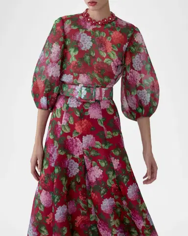 Carolina Herrera Iris Hydrangea-Print Silk Wide-Leg Pants | Thumbnail 2 Carolina Herrera Iris Hydrangea-Print Silk Wide-Leg Pants | Thumbnail 2