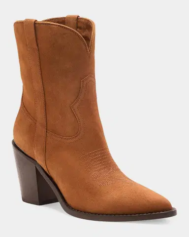 Partlow Leigh Anne Suede Western Ankle Booties | Thumbnail 5
