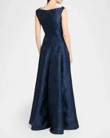 Talbot Runhof Twisted Collar Anemone Jacquard Sleeveless Gown | Thumbnail 3 Talbot Runhof Twisted Collar Anemone Jacquard Sleeveless Gown | Thumbnail 3
