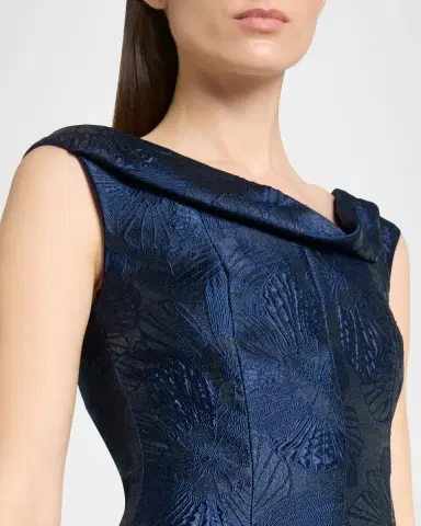 Talbot Runhof Twisted Collar Anemone Jacquard Sleeveless Gown | Thumbnail 5 Talbot Runhof Twisted Collar Anemone Jacquard Sleeveless Gown | Thumbnail 5