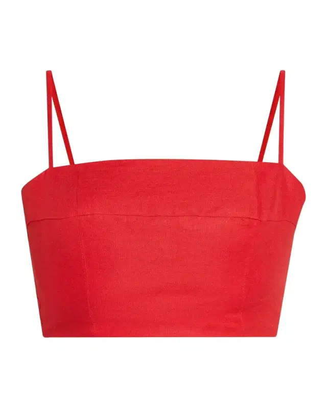 STAUD Federico Linen Crop Top