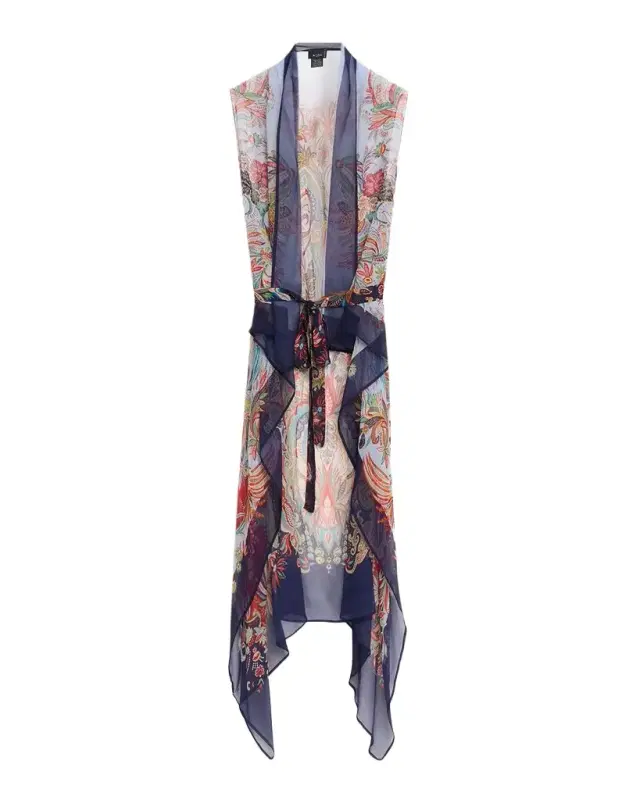 Paisley Silk Belted Foulard Vest