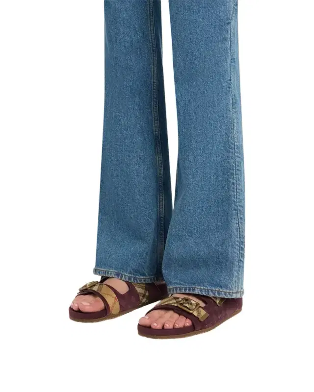 Burberry Urchin Suede Dual-Buckle Slide Sandals