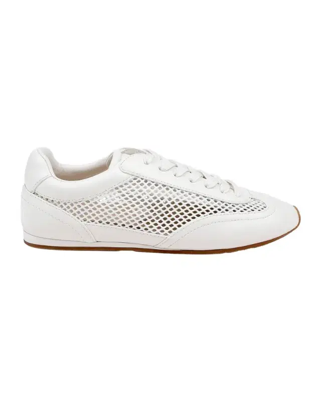 L 'Agence Jarah Mesh and Leather Low-Top Sneakers