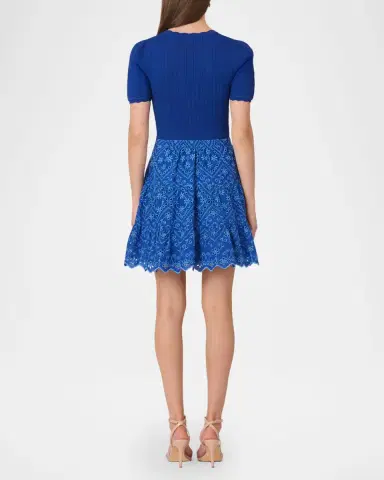 Shoshanna Fallon Eyelet-Embroidered Mixed Media Mini Dress | Thumbnail 2 Shoshanna Fallon Eyelet-Embroidered Mixed Media Mini Dress | Thumbnail 2