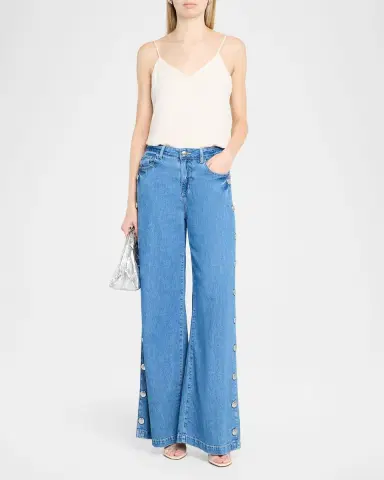 L'Agence Jennings Wide-Leg Side Snap Jeans | Thumbnail 2