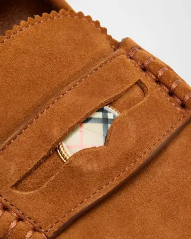 Burberry Fawn Suede Penny Loafers | Thumbnail 4 Burberry Fawn Suede Penny Loafers | Thumbnail 4