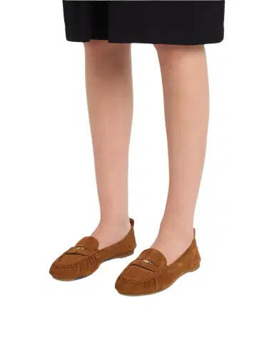 Burberry Fawn Suede Penny Loafers | Thumbnail 1 Burberry Fawn Suede Penny Loafers | Thumbnail 1