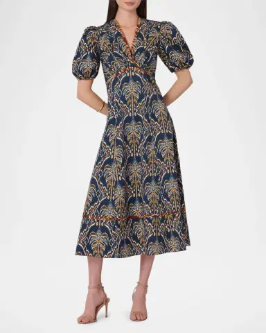 Shoshanna Gemma Abstract-Print Empire Midi Dress | Thumbnail 2