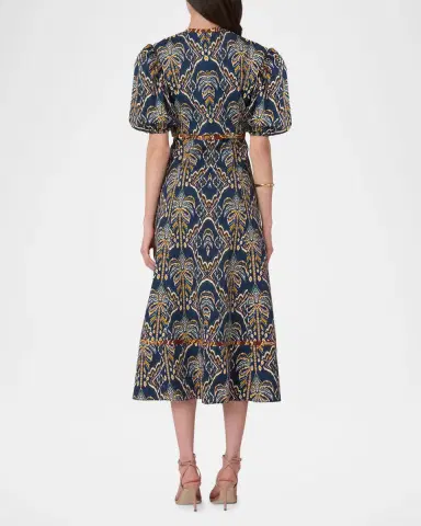 Shoshanna Gemma Abstract-Print Empire Midi Dress | Thumbnail 3