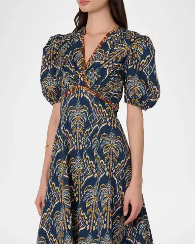 Shoshanna Gemma Abstract-Print Empire Midi Dress | Thumbnail 4