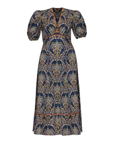 Shoshanna Gemma Abstract-Print Empire Midi Dress | Thumbnail 1