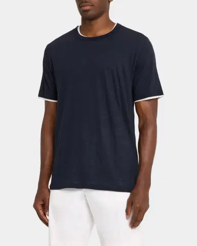 Vince Men's Fine Slub Double-Layer Crewneck T-Shirt | Thumbnail 4 Vince Men's Fine Slub Double-Layer Crewneck T-Shirt | Thumbnail 4