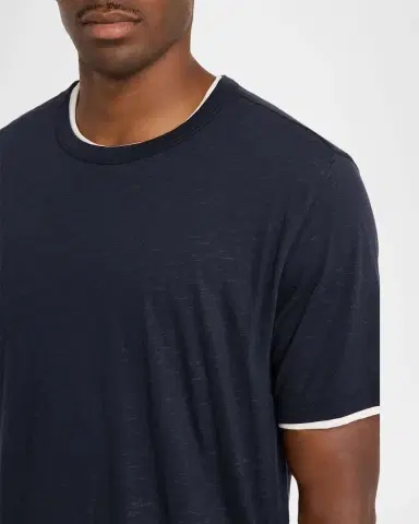 Vince Men's Fine Slub Double-Layer Crewneck T-Shirt | Thumbnail 5 Vince Men's Fine Slub Double-Layer Crewneck T-Shirt | Thumbnail 5