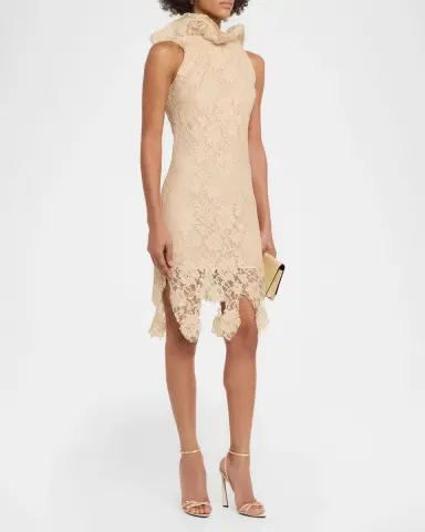 GIUSEPPE DI MORABITO Fringe-Hem Sleeveless Lace Mini Dress | Thumbnail 4