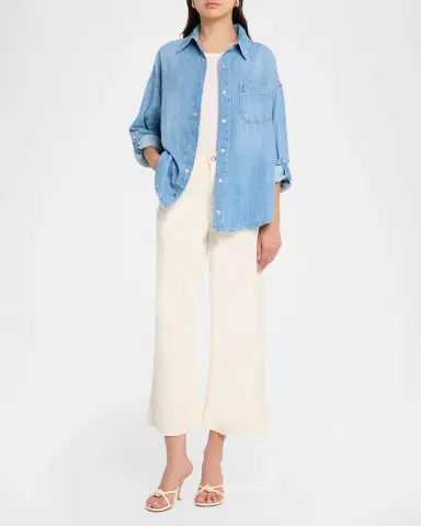 L'Agence Jorah Relaxed Long-Sleeve Denim Shirt | Thumbnail 2