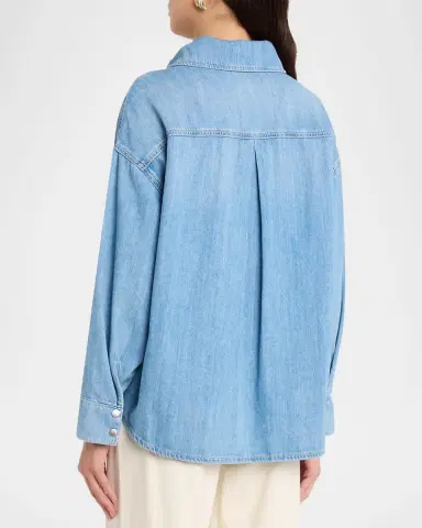 L'Agence Jorah Relaxed Long-Sleeve Denim Shirt | Thumbnail 3