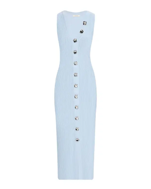 Adam Lippes Eliza Sleeveless Button-Front Rib Midi Dress
