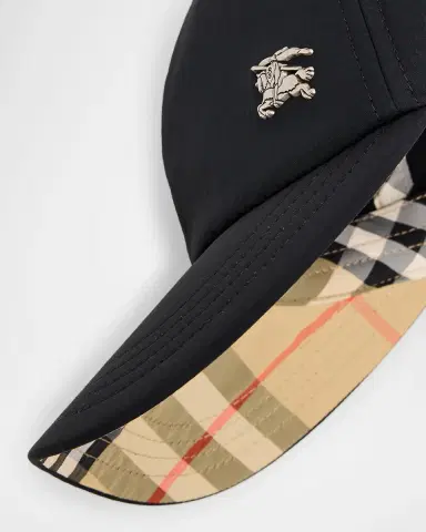 Burberry Men's Check-Lined Equestrian Knight Baseball Cap | Thumbnail 2 Burberry Men's Check-Lined Equestrian Knight Baseball Cap | Thumbnail 2