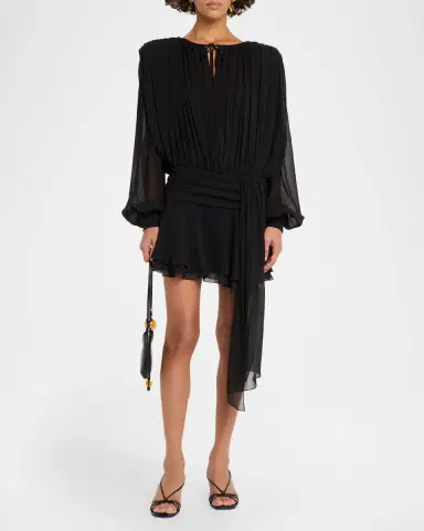 GIUSEPPE DI MORABITO Draped Drop-Waist Silk Mini Dress | Thumbnail 2