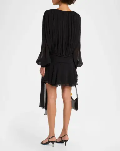 GIUSEPPE DI MORABITO Draped Drop-Waist Silk Mini Dress | Thumbnail 3