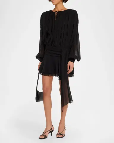 GIUSEPPE DI MORABITO Draped Drop-Waist Silk Mini Dress | Thumbnail 4