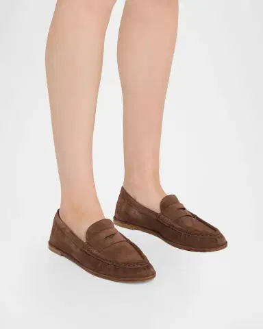 Stuart Weitzman Spencer Suede Penny Loafers | Thumbnail 2 Stuart Weitzman Spencer Suede Penny Loafers | Thumbnail 2
