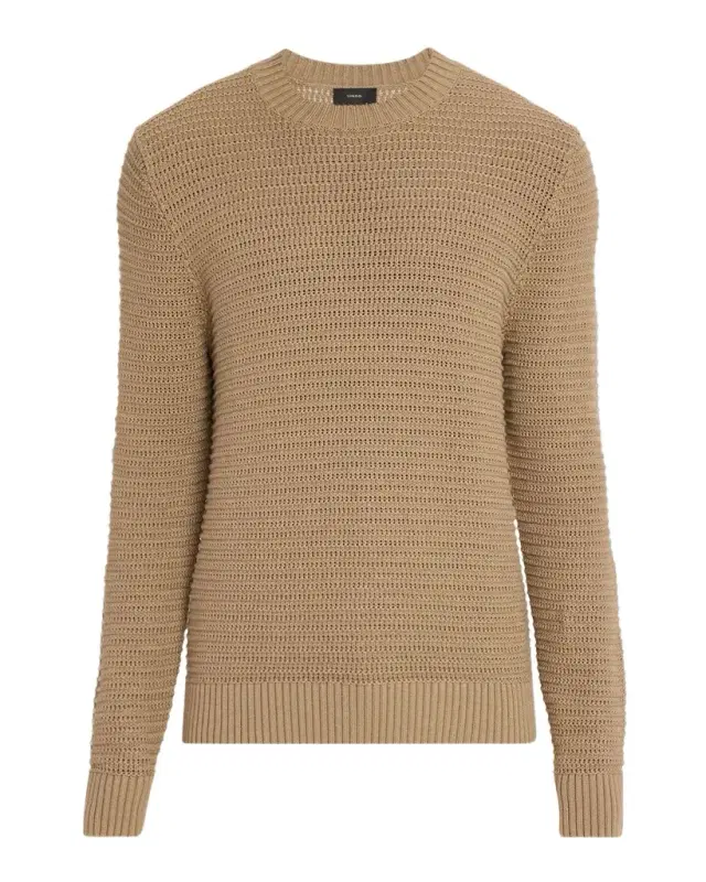 Men 's Cotton and Cashmere Crafted Texture Crewneck Sweater