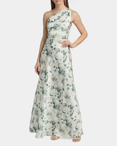 SACHIN & BABI Delphine One-Shoulder Floral Satin Crepe Gown | Thumbnail 2 SACHIN & BABI Delphine One-Shoulder Floral Satin Crepe Gown | Thumbnail 2