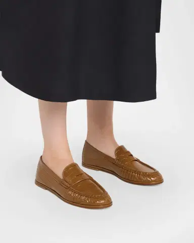 Stuart Weitzman Spencer Croc-Embossed Leather Penny Loafers | Thumbnail 2 Stuart Weitzman Spencer Croc-Embossed Leather Penny Loafers | Thumbnail 2