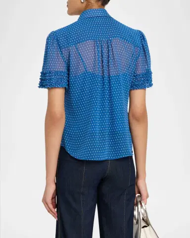 Cinq a Sept Galea Pindot Short-Sleeve Blouse | Thumbnail 3 Cinq a Sept Galea Pindot Short-Sleeve Blouse | Thumbnail 3