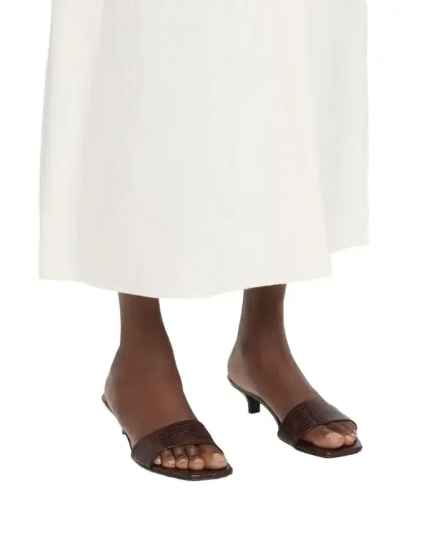 Toteme Lizard Leather Kitten-Heel Sandals