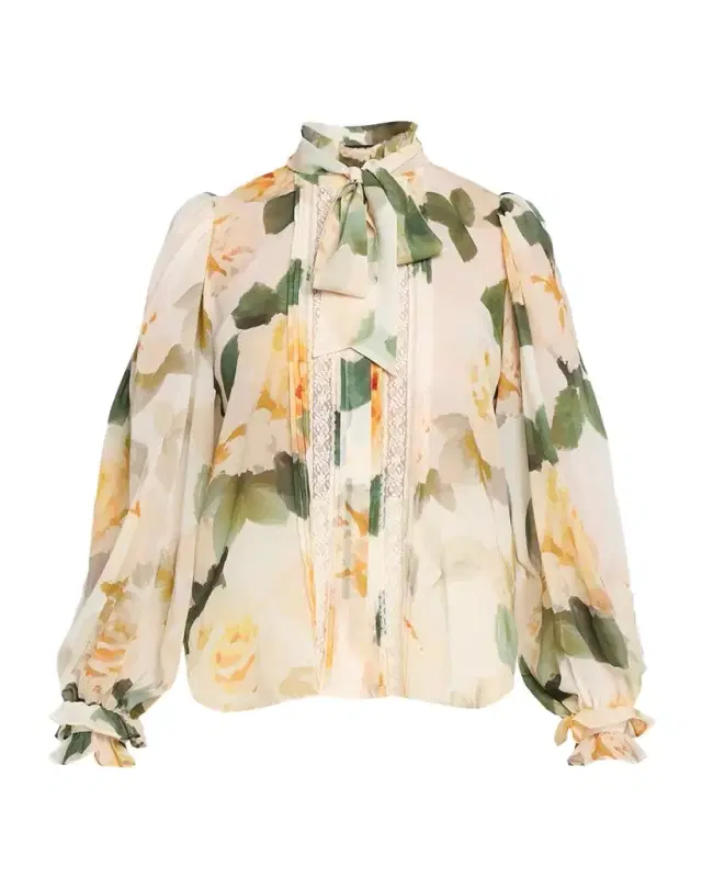 Odessa Tie-Neck Floral Blouse