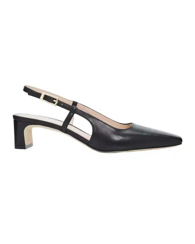 Stuart Weitzman 40mm Baby Babette Leather Slingback Pumps