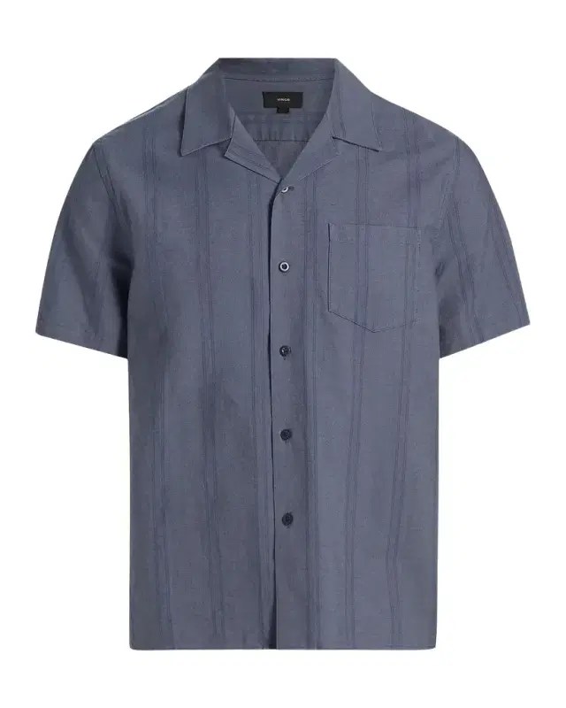 Vince Men 's Cove Cotton and Hemp Stripe Short-Sleeve Shirt