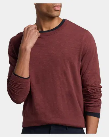 Vince Men's Fine Slub Cotton Double-Layer Crewneck T-Shirt | Thumbnail 5 Vince Men's Fine Slub Cotton Double-Layer Crewneck T-Shirt | Thumbnail 5