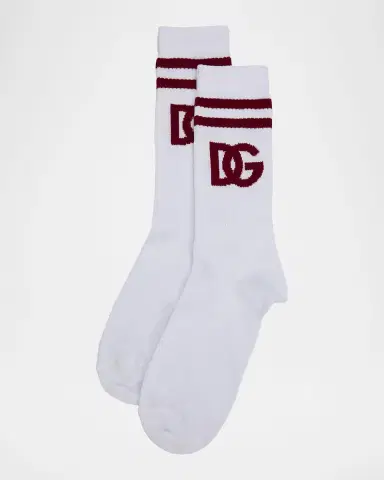 Dolce & Gabbana Men's Monogram Stripe Ribbed Crew Socks | Thumbnail 3 Dolce & Gabbana Men's Monogram Stripe Ribbed Crew Socks | Thumbnail 3