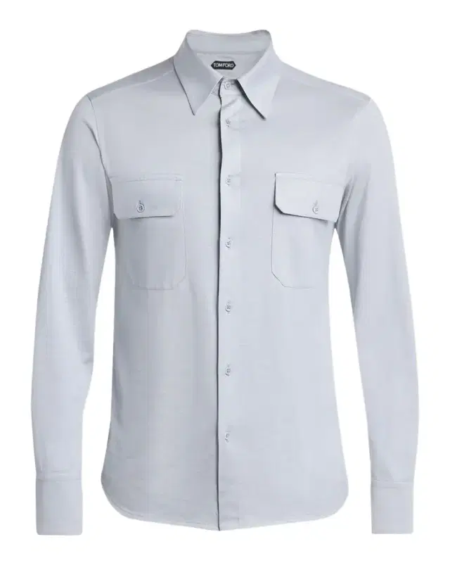 TOM FORD Men 's Cotton and Silk Jersey Button-Down Shirt