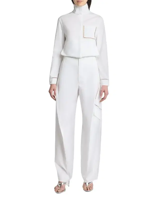 ALAÏA Lace-Inset Cotton Shirt